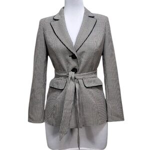 Evan-Picone Houndstooth Belted Blazer Jacket Size 18